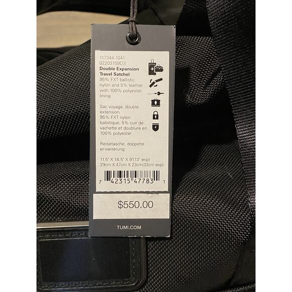 TUMI Travel Bag Duffle Double Expansion Satchel NWT MSRP $550.00 ALPHA 3 Black - Picture 2 of 12